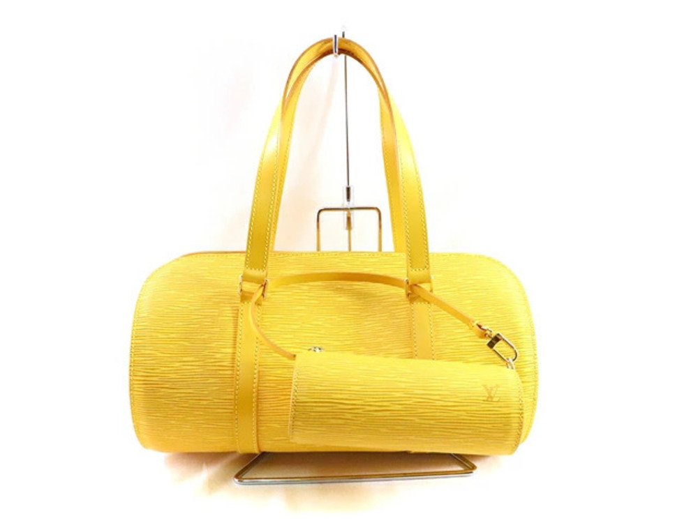 LOUIS VUITTON Soufflot Handbag Pouch Clutch Epi Leather Jaune